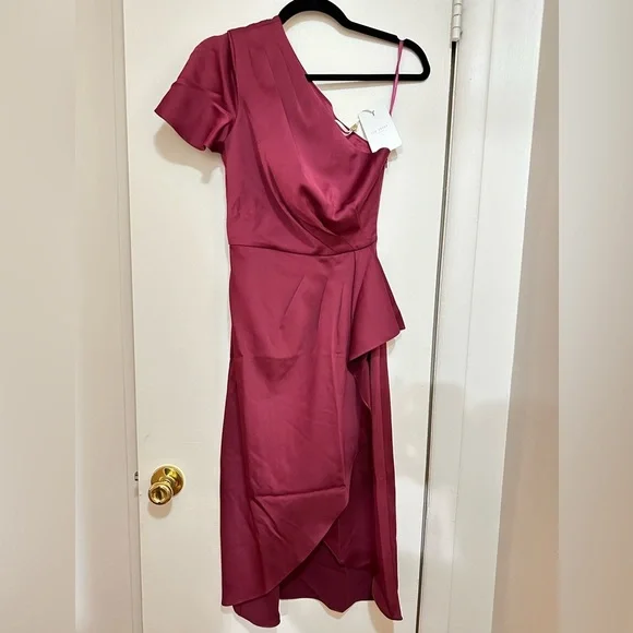 NWT Ted Baker London Ridah Waterfall One Shoulder Dress Size:0 US 2